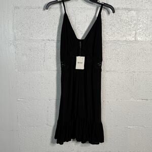 Raviya Sleeveless Flutter-Hem Cover-up Dress Women's Swimsuit black Medium